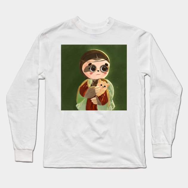 sloth with hedgehog not lady with an ermine inspired by da vinci's masterpieces Long Sleeve T-Shirt by byjilooo